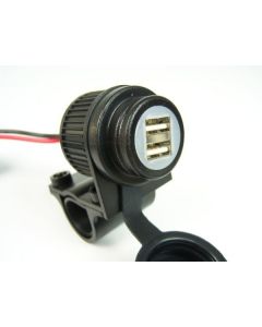 Double alimentation électrique USB, 12-24 volts, sur les guidons 22 mm / 25 mm