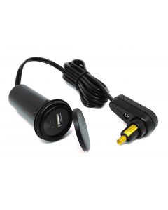 Câble USB pour sac à dos de réservoir avec chargeur double (USB-A et USB-C) et fiche coudée pour prise de bord DIN